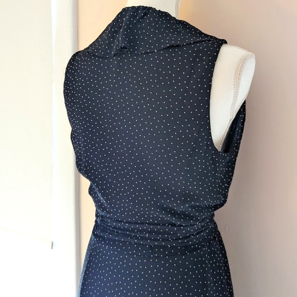 Chaps black polkadot dress wrap style ruffle collar tie sash belt NWT sz 6 - Picture 5 of 15